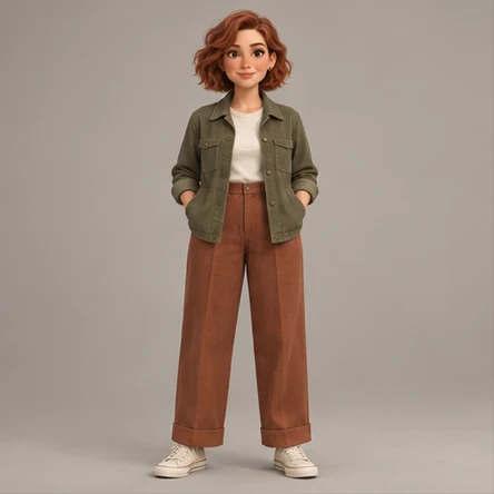 Mara character reference — front full-body view