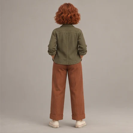Mara character reference — back full-body view